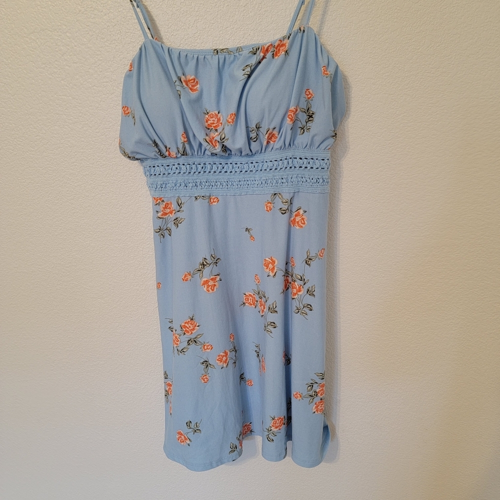 Derek Heart Light Blue and White Floral Y2K Dress Sz L